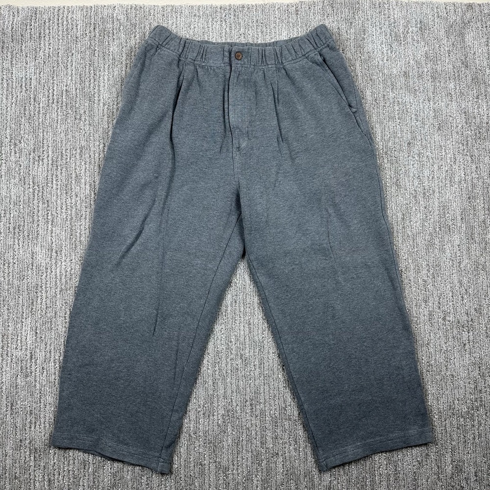 Tommy Bahama Pants Mens L Gray Cotton Sweatpants Baggy Wide Leg Elastic Waist
